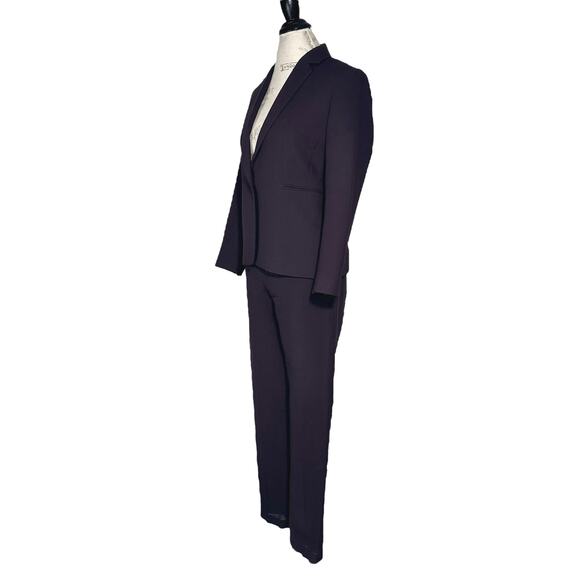 Reiss | Women | Camila Dark Plum Wool Textured Business Blazer Pant Suit | Sz 8 - Picture 4 of 16